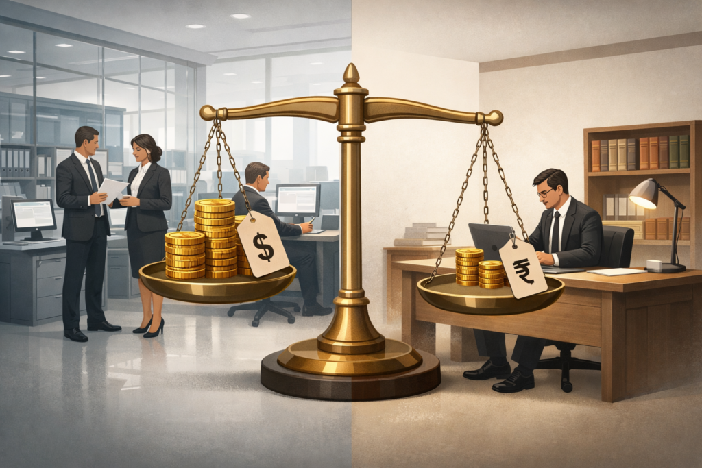 Comparison of Cost Law Firms and Individual Lawyers.